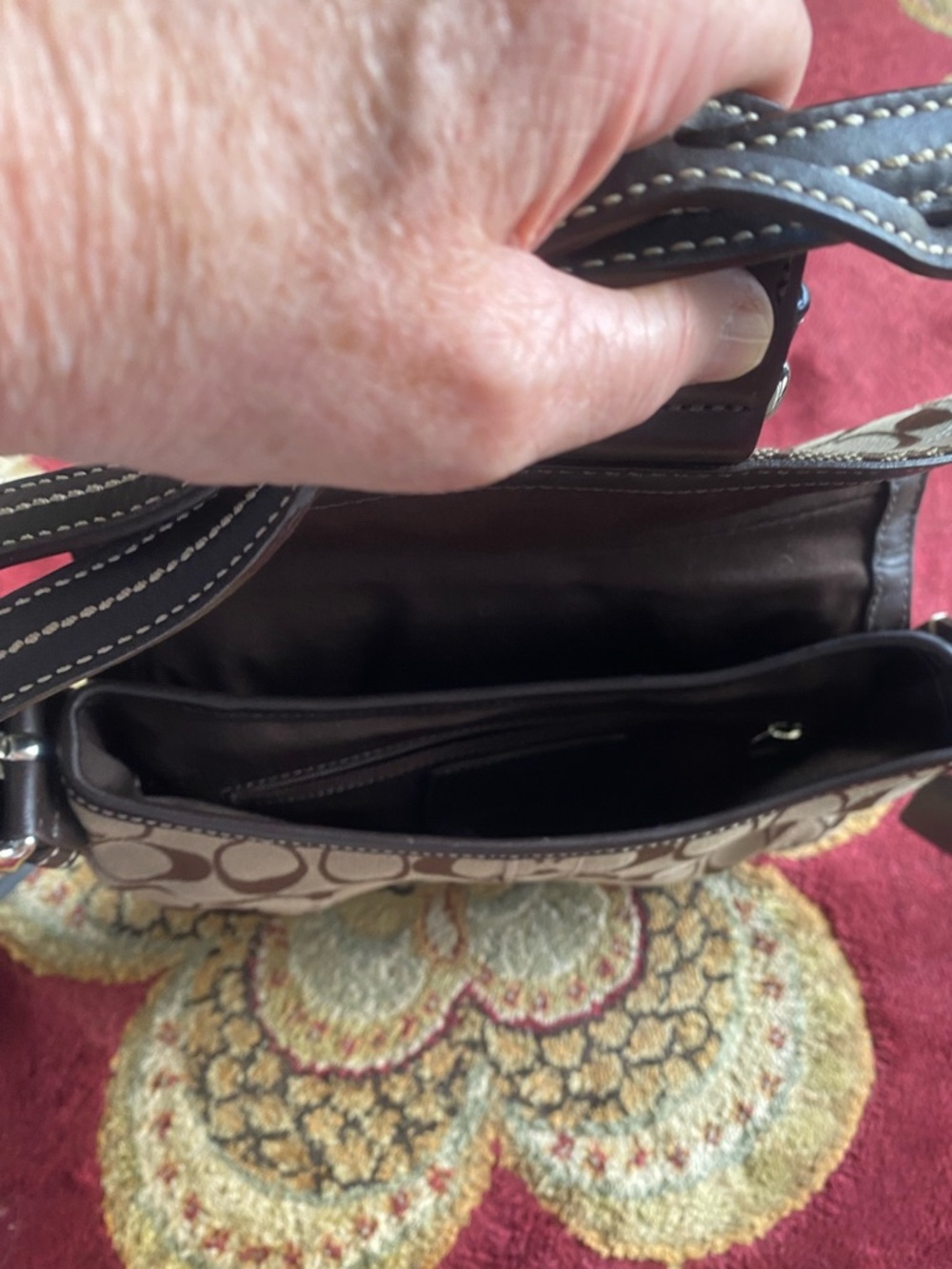 Coach signature canvas, shoulder, bag, brown, and tan Y2K style/vintage - Picture 7 of 8